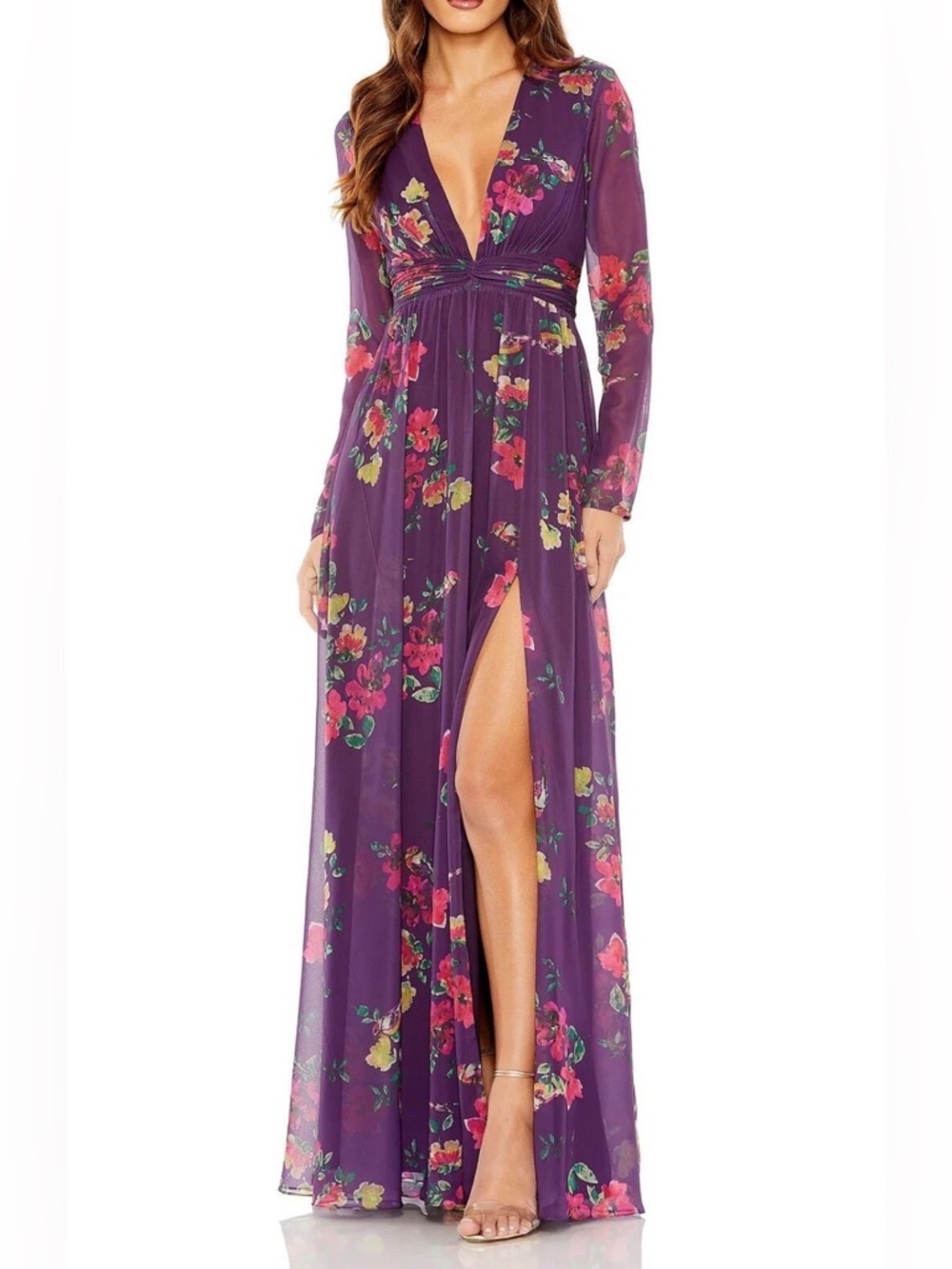 Mac Duggal 68558 Purple Floral Evening Dress